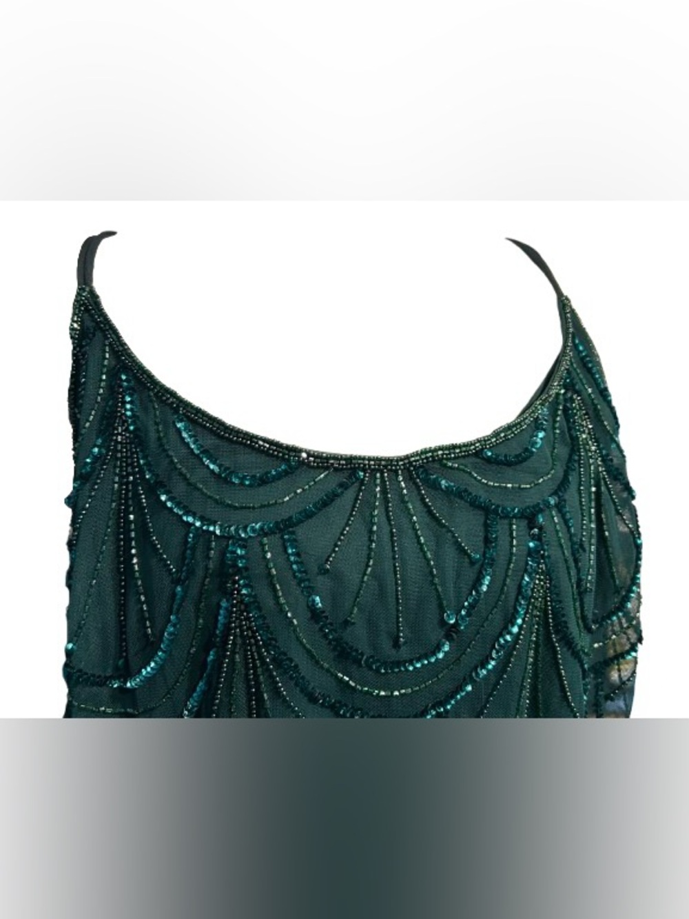 NWT Shorts Romper Beaded Dark Green ANGIE Illusion Sheer Sparkly New Shorts - Picture 12 of 16